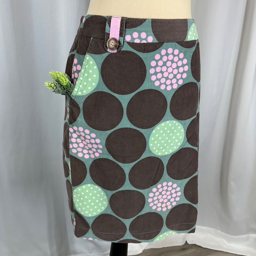 Boden Corduroy Circle Print Mini Skirt 32" Waist Mod Retro Y2K Cotton